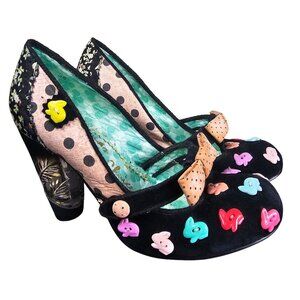 Irregular Choice I'm Bossy Bunny Heels US 7 Black Pink Peach Artsy Kidcore EU 38